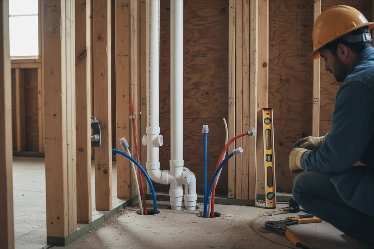 Drain and supply rough-in during Drain Cleaning in Cerro Gordo